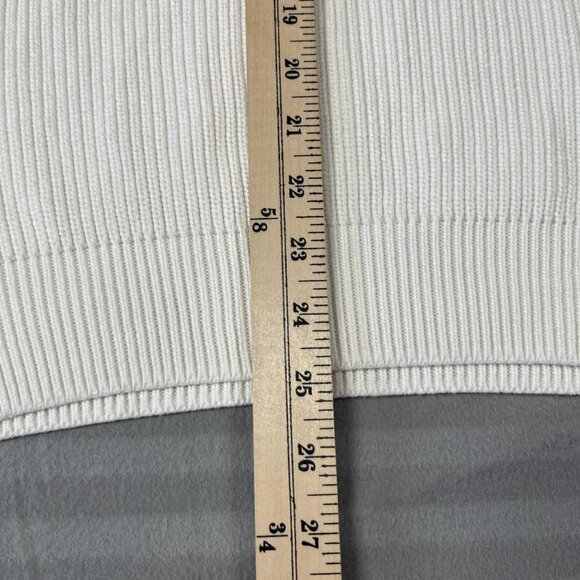 Zara Sweater Mens Medium White Ribbed Quarter Zip Pullover Cotton Knit Bulgaria - Picture 9 of 12